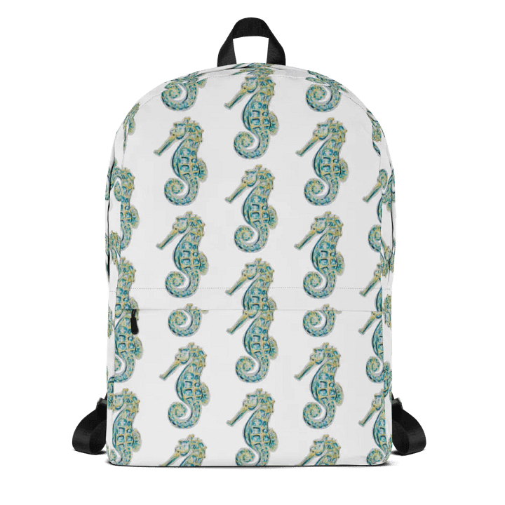🧜‍♀️ Seahorse Shuffle Backpack | Coastal Charm | by MONIQUE FAELLA DESIGNS™ 🌊| White Background product image (1)