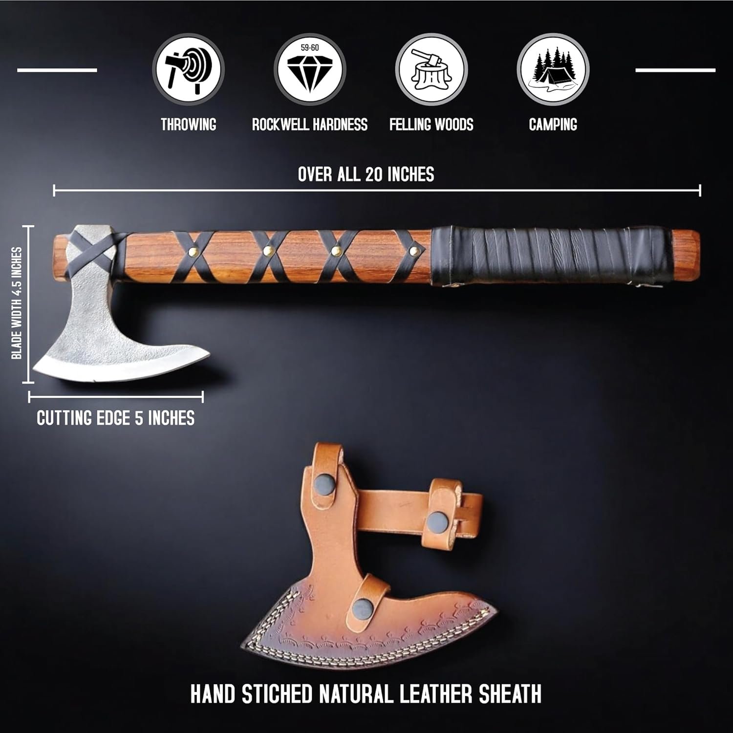 Handmade Vikings Bearded Axe, with Leather Sheath product image (8)