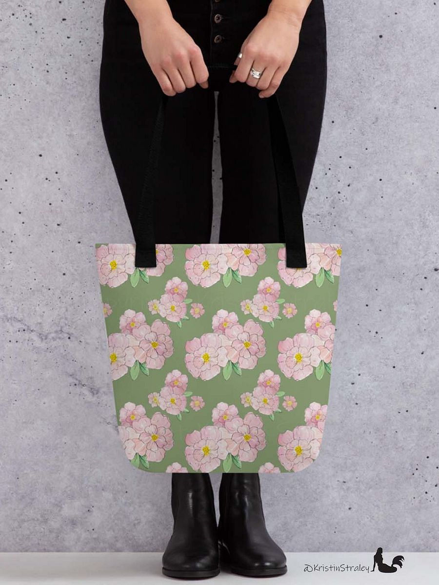 Gingham Blossoms - Med Pink Flowers on Green product image (7)