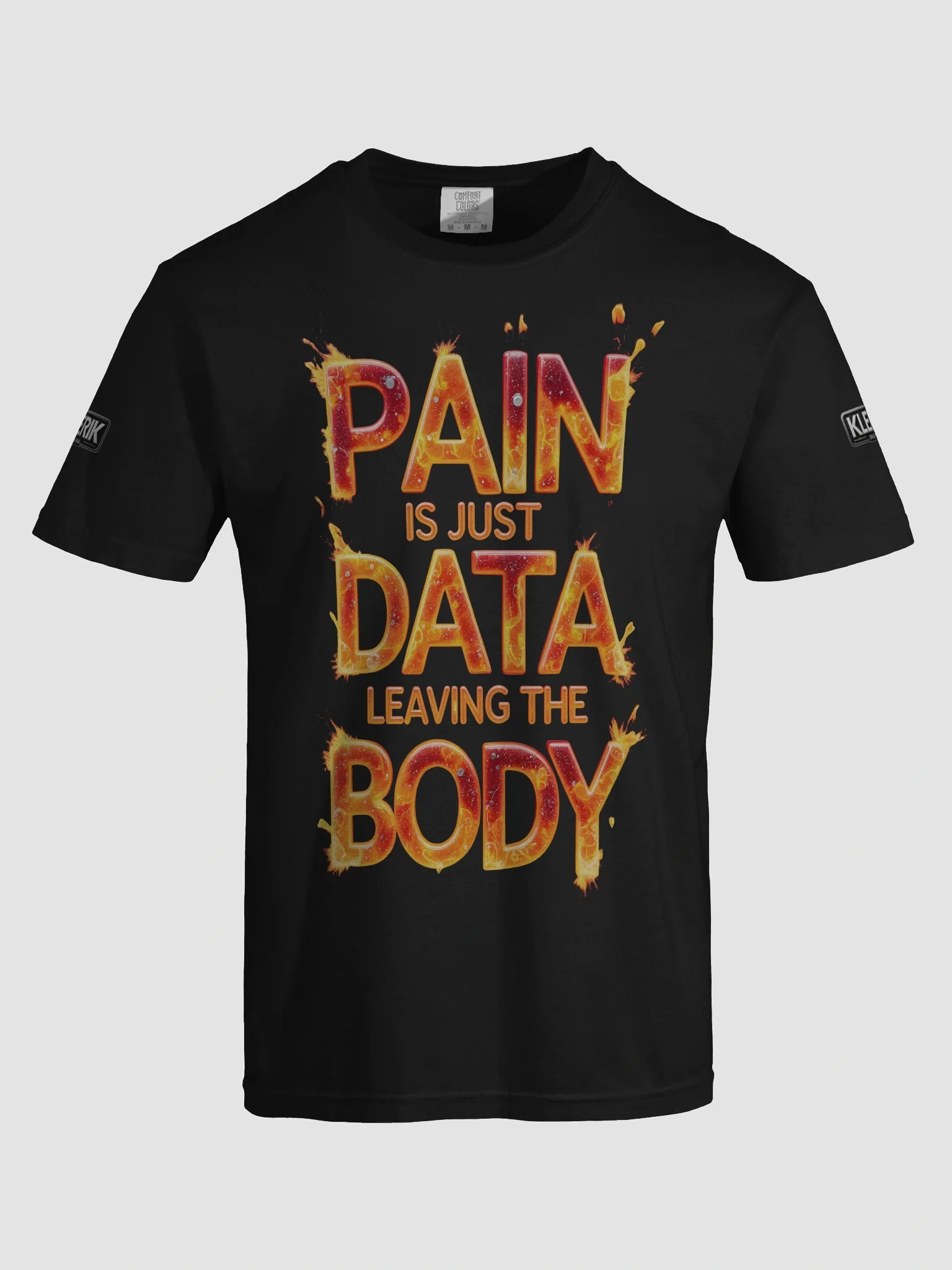 KLERIK Original Reflective Logo T-Shirt - PAIN IS JUST DATA LEAVING THE BODY product image (1)