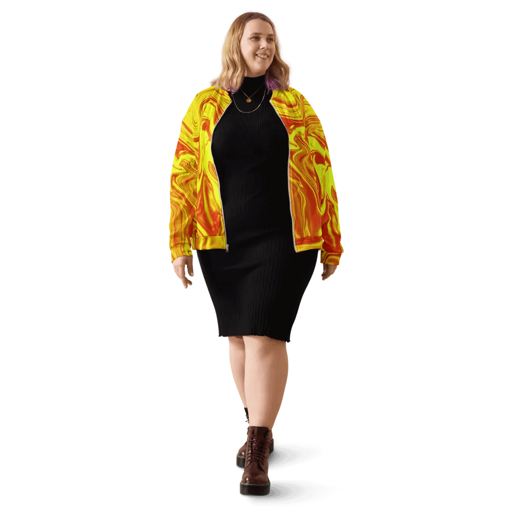 Unisex Bomber Jacket - Yellow and Red Digital Fluid Art product image (1)