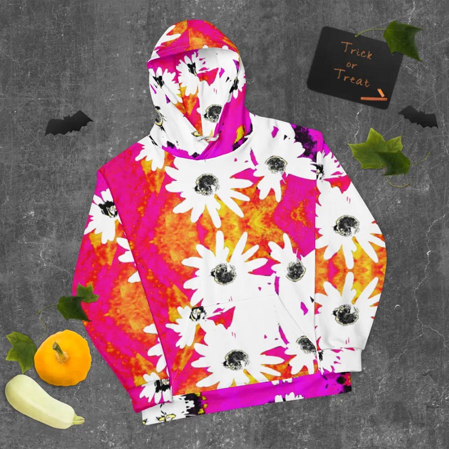Abstract Vibrant Colourful Daises Unisex All Over Print Pull Over Hoodie product image (11)