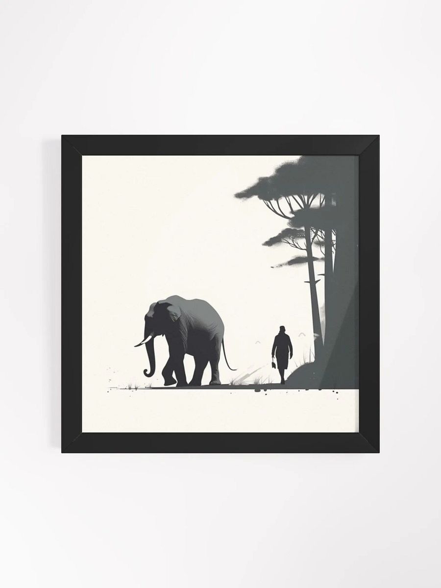 Minimalist Monochrome Wall Art - Elephant and Handler product image (1)