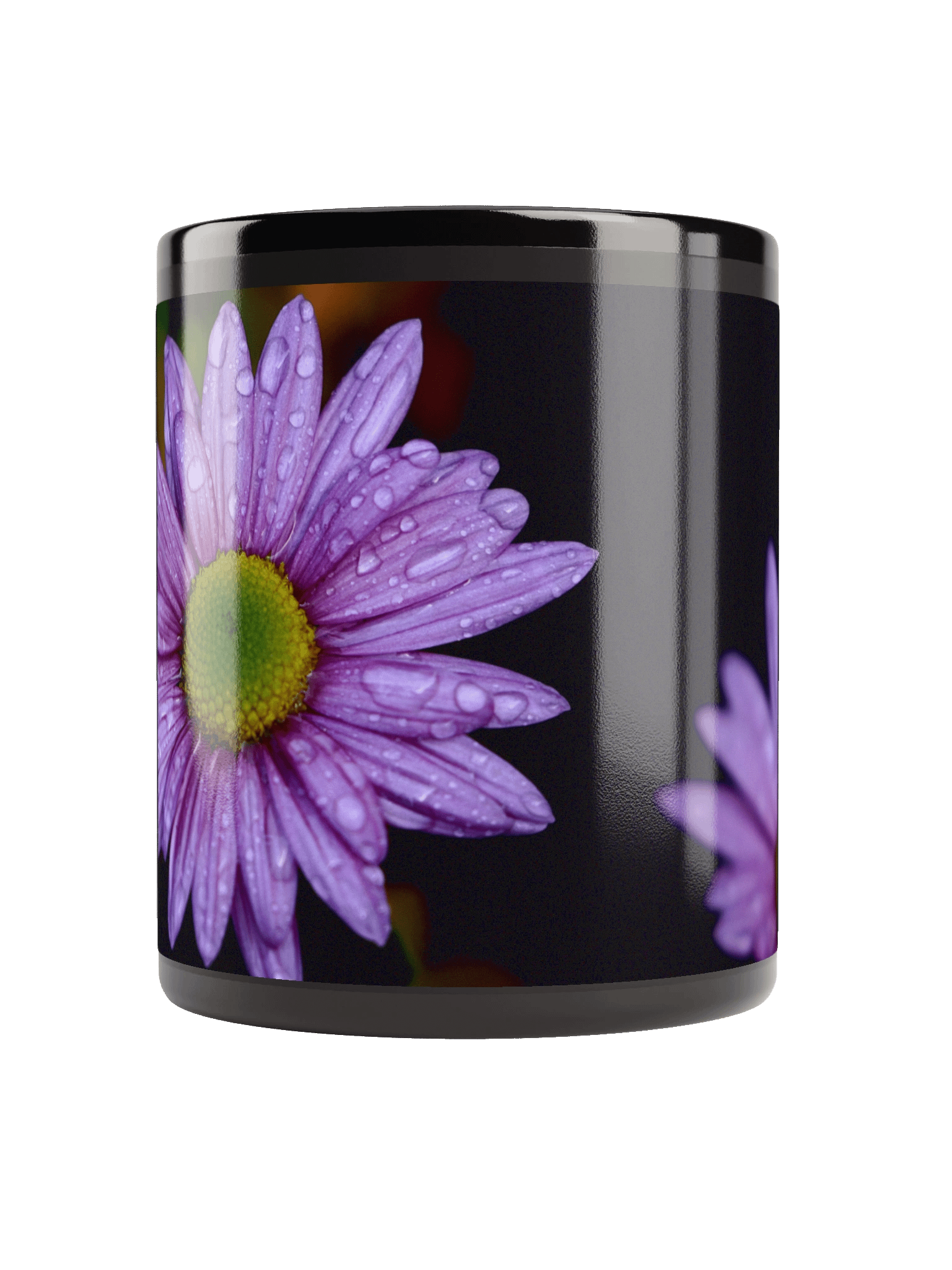 Keramiktasse schwarz - Rosa Blüten mit Tautropfen product image (2)
