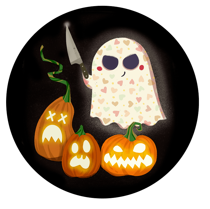 Little Ghost Pumpkin Carver - Greeting Card product image (2)