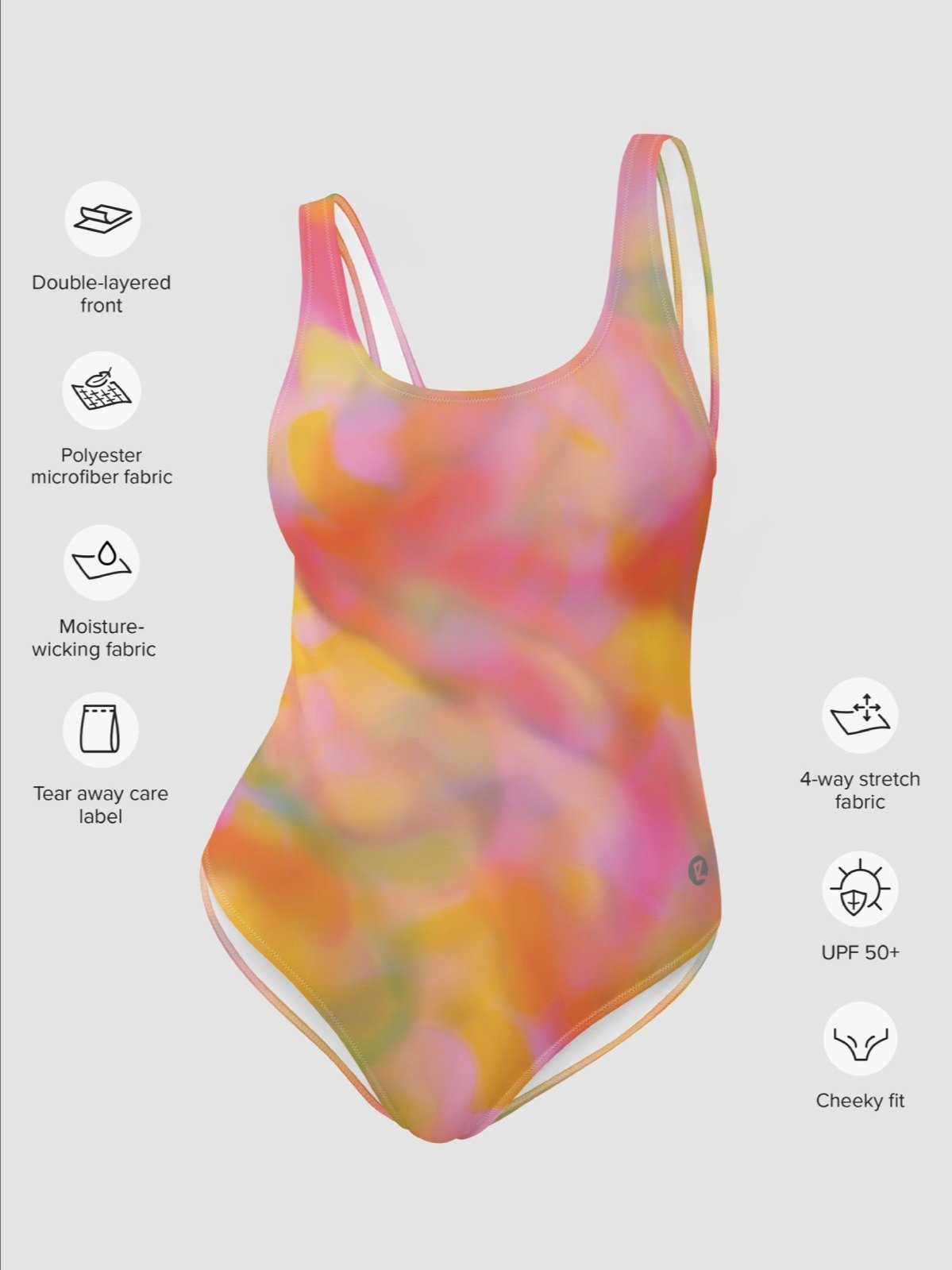 One-piece Swimsuit "Sweet Pastel Tie Dye in Orange Light Pink" product image (7)