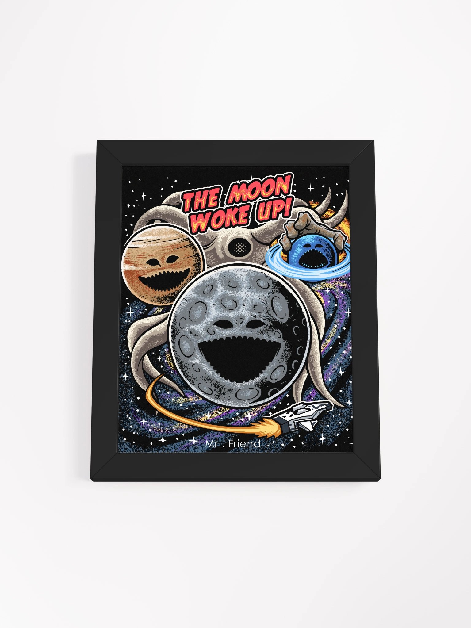 The Moon Woke Up Retro Framed Poster product image (1)