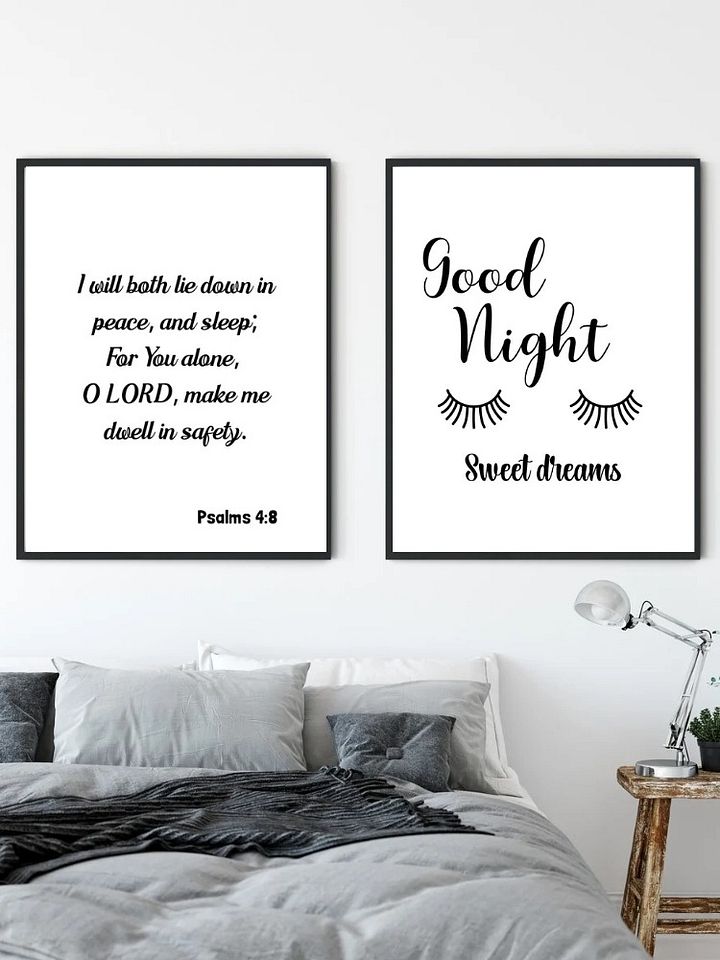 Psalms 4:8 & Good Night Printable Wall Art product image (1)