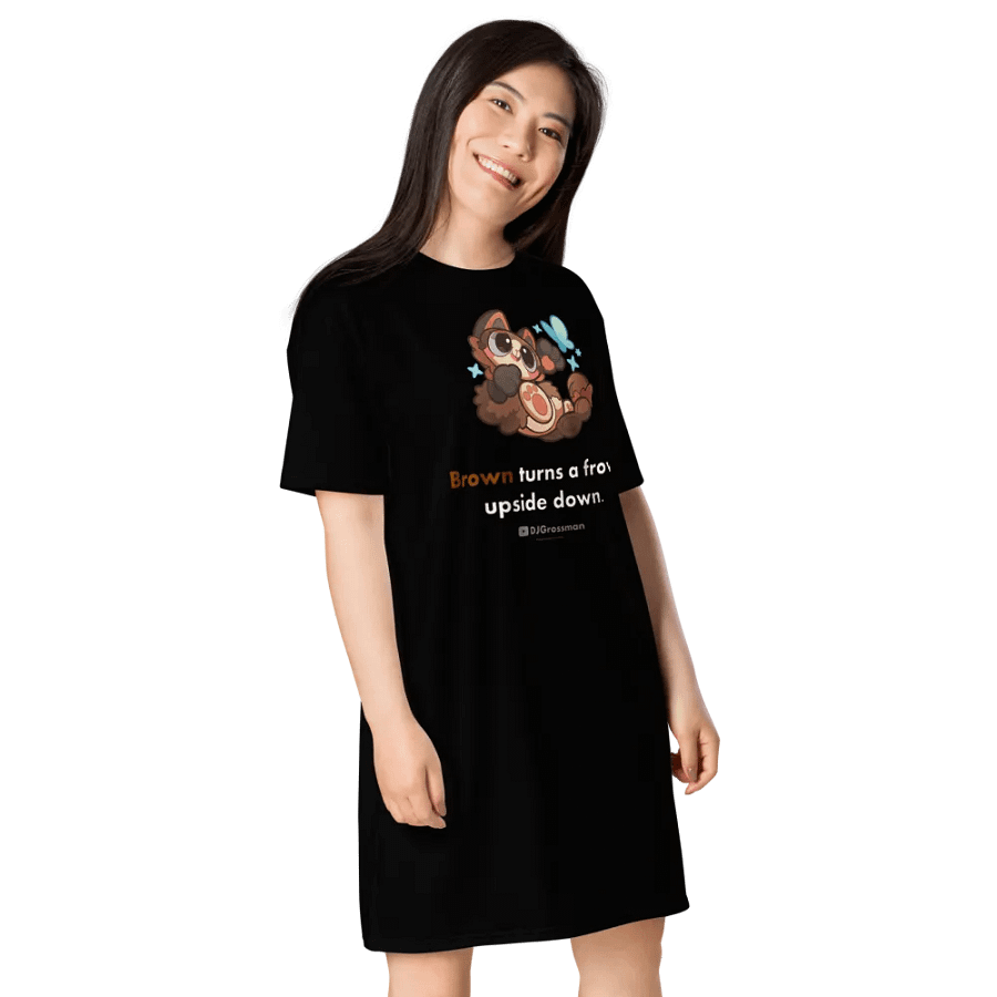 Playing Terra • "Brown turns a frown upside down." • T-shirt Dress (Black) product image (3)