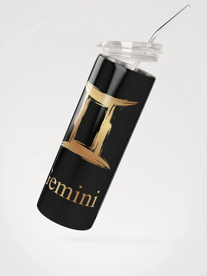 Black Gemini Zodiac Stainless Steel Tumbler - Gold Gemini Sign Elegance product image (2)