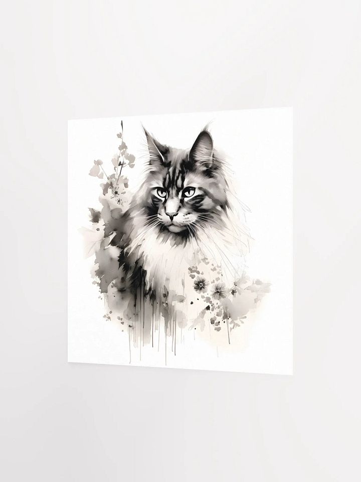 Maine Coon Cat Ink Artistic Floral Print product image (2)
