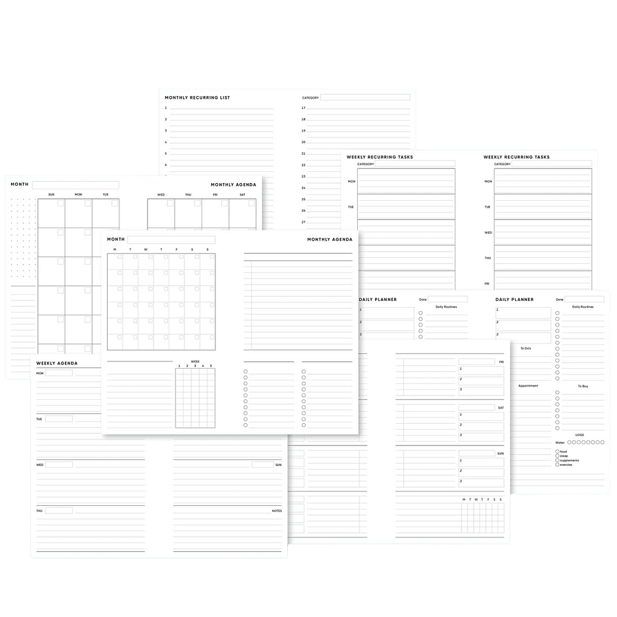 Minimalist Ring Planner Kit 18+ Printable Layouts for Yearly, Monthly, Weekly & Daily Planning product image (1)