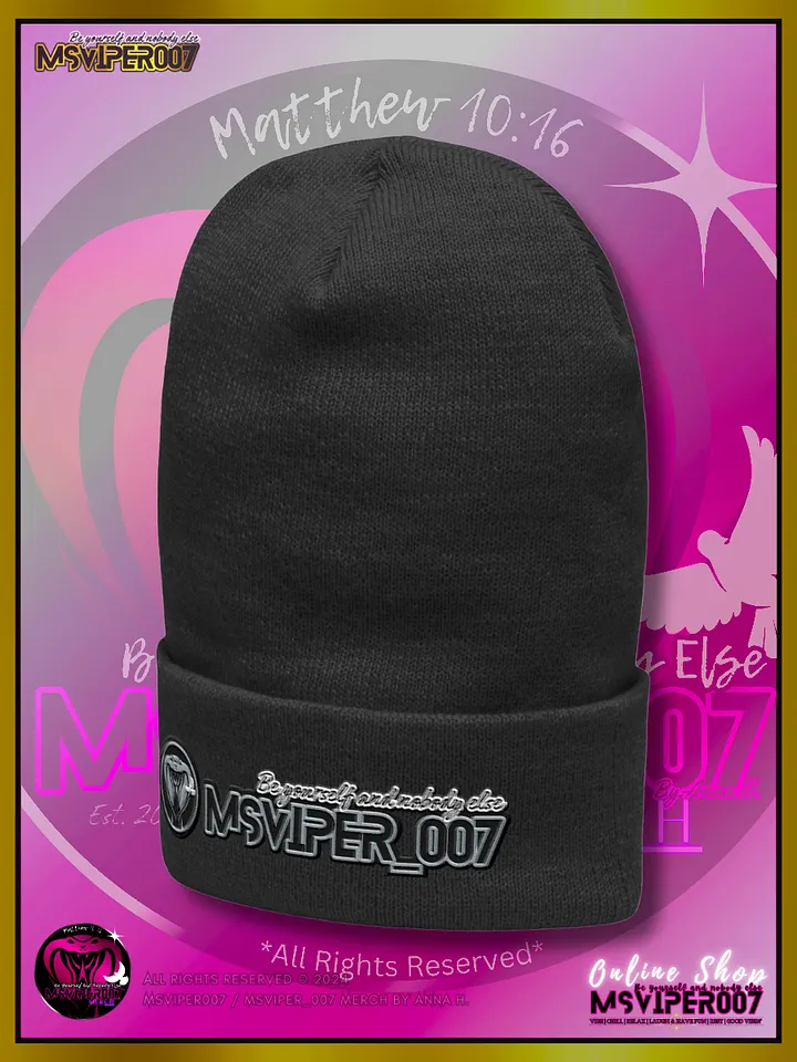 Cuffed Beanie [ Embroidered Design(s) ] - "MsViper_007™ Brand [gray/blk/V1] - Support&Sport" Stylish Beanie by Anna H. product image (2)
