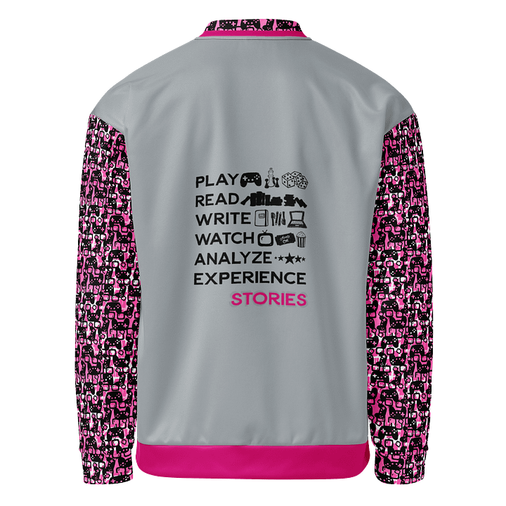 Experience Stories Unisex Bomber Jacket (Pink, Gray, and Black) product image (1)