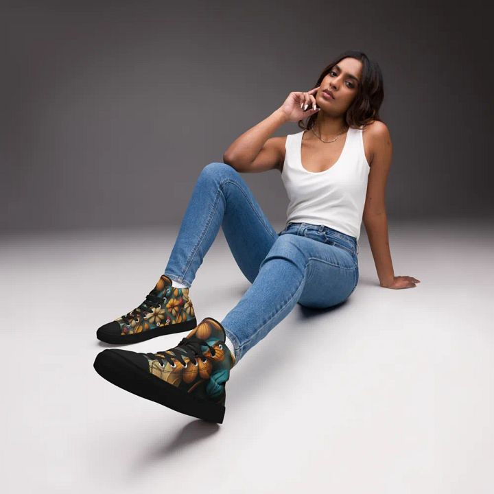 3D Floral Design _ Calceonova Streetwear _ Woman High-Top Sneakers product image (1)