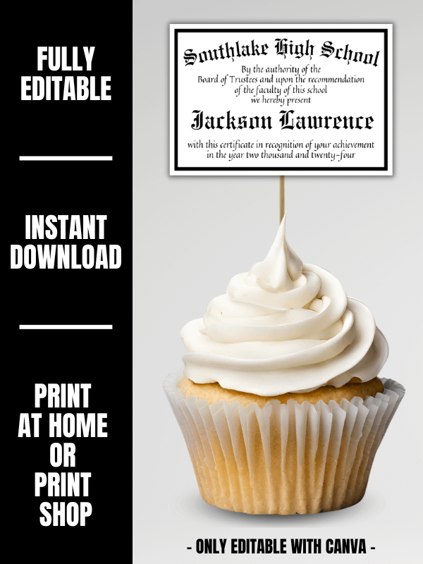 Editable Graduation Diploma Cupcake Toppers product image (4)