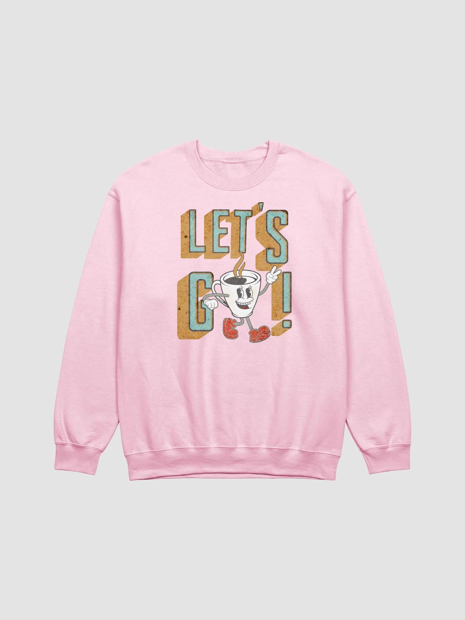Lets Go Coffee Mascot Cheerful Coffee Peace Sign Crewneck product image (11)