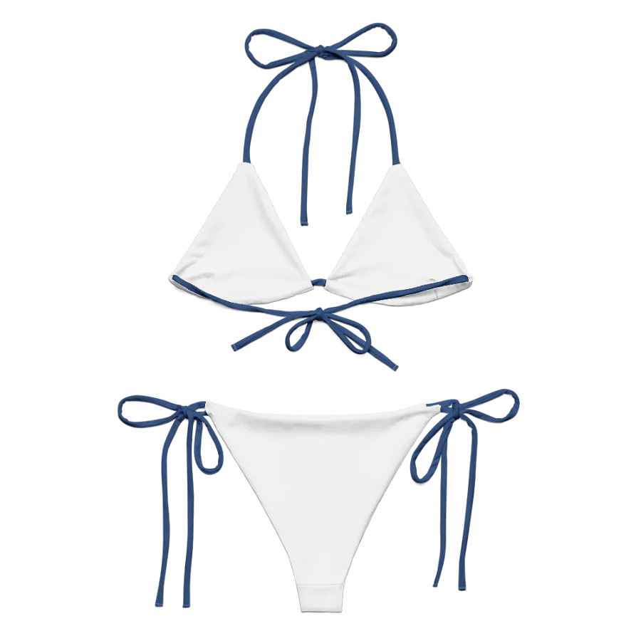 Blue Flowers Low Rise Cheeky String Bikini With White Bottoms product image (9)