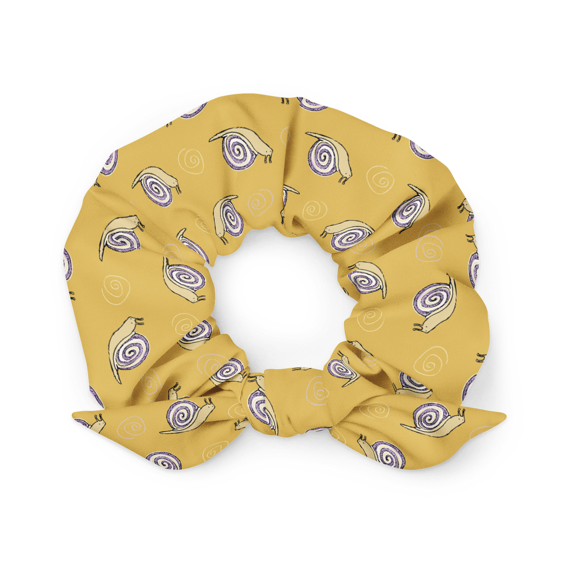 Snail Doodle Patterned Scrunchie, Yellow product image (1)
