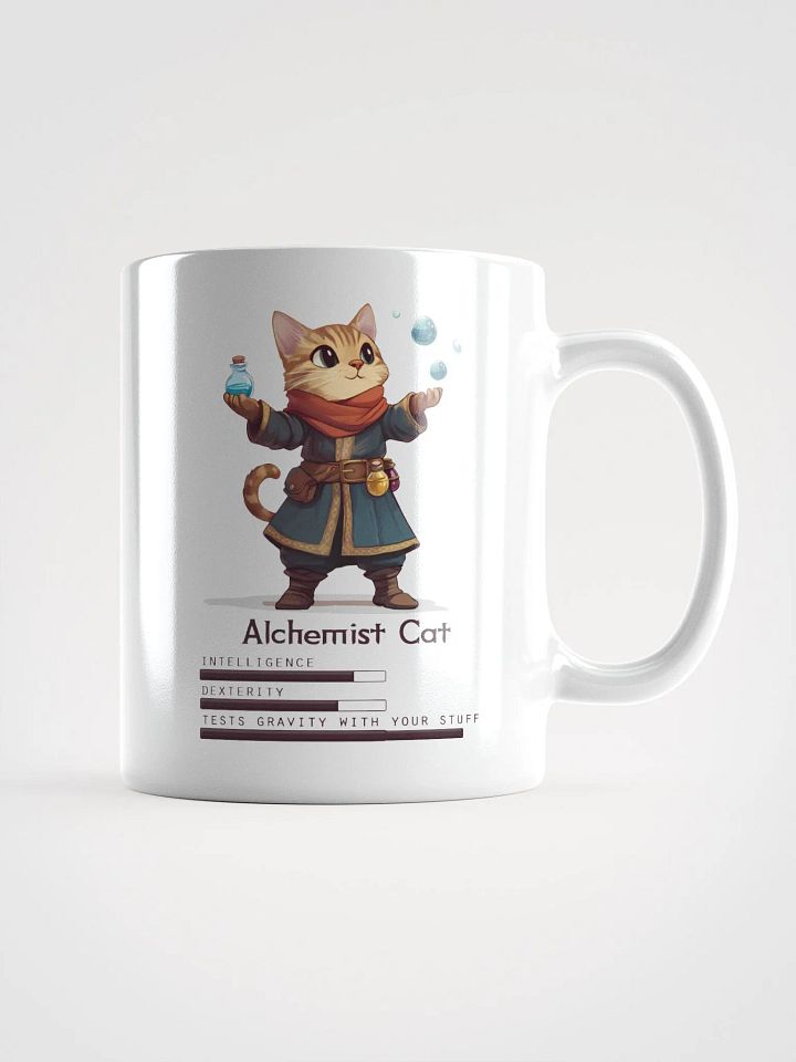 RPG Alchemist Cat white ceramic mug 11oz 15oz 20oz for gamers and cat lovers product image (1)