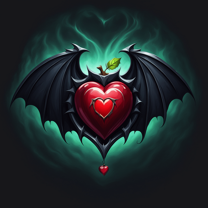 Gothic Love Heart With Bat Wings Stickers product image (1)