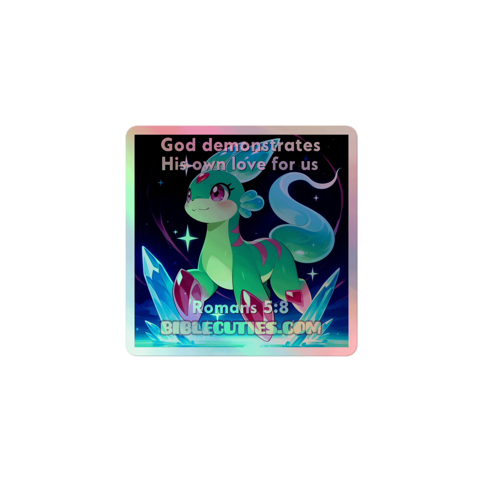 Bible Cuties Susanna - God demonstrates his own love for us Holographic Sticker product image (1)