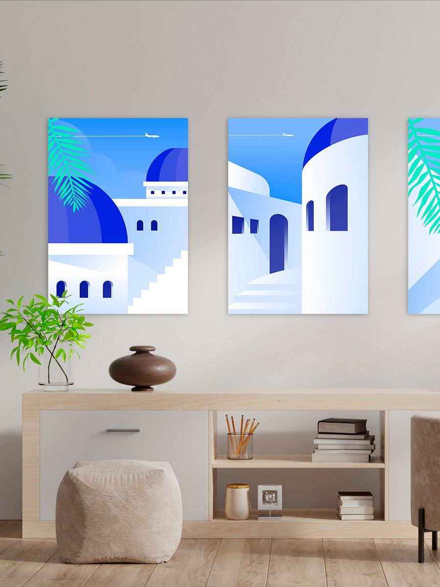 Boho travel art. Santorini, Greece poster — boho travel poster product image (2)