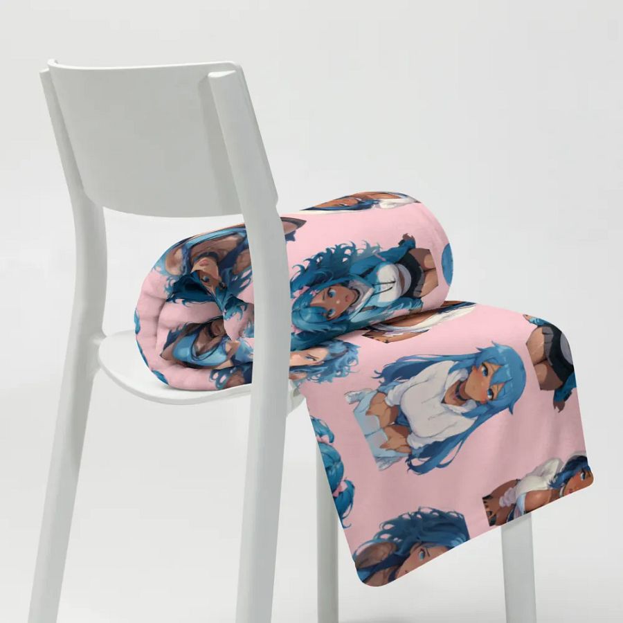 Blue-haired Anime Girl Throw Blanket product image (4)