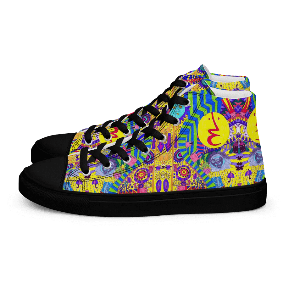 Abstract Colourful Doodle Ladies High Top Canvas Shoes product image (5)
