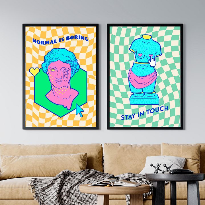 Retrowave poster/Vaporwave print: Normal is Boring — anime poster, aesthetic poster, video game poster, neon light, 90s decor product image (2)
