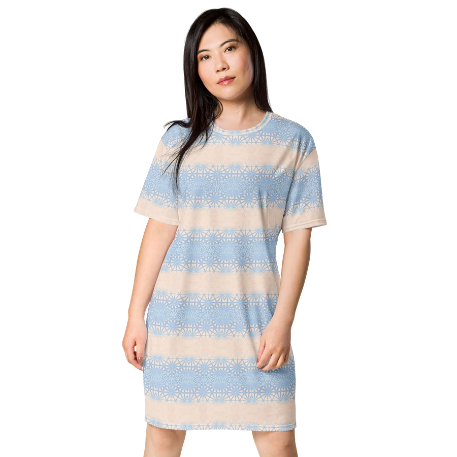 Abstract Subtle Dusky Blue and Peach Ladies T Shirt Dress product image (2)