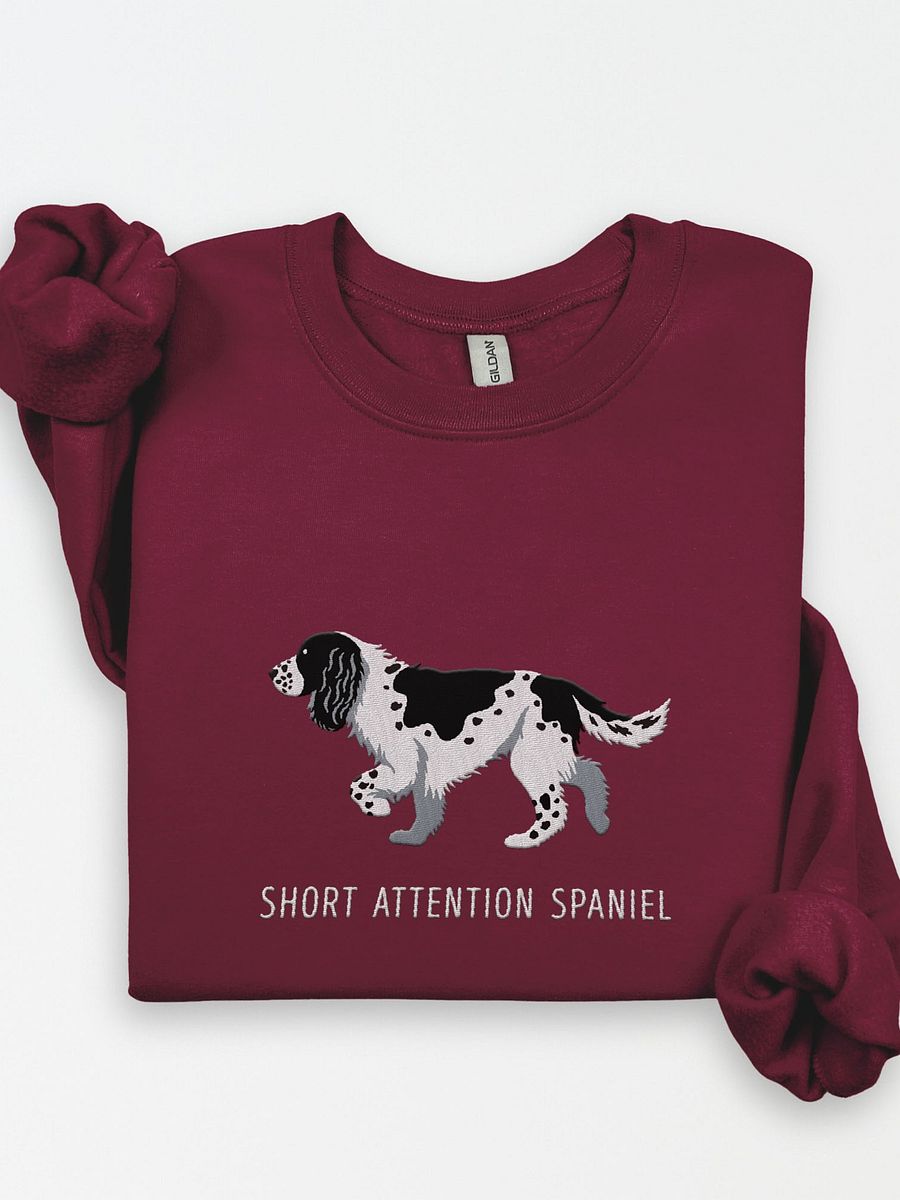 Short Attention Spaniel Sweatshirt (Embroidered) of a Springer Spaniel(Black) product image (1)
