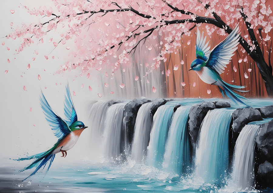 Bird at waterfall Digital Art product image (1)