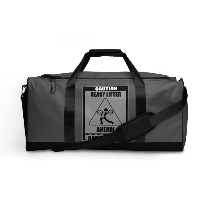 Caution Heavy Lifter Ahead-Barbell Zone Duffle Bag (Gray) product image (1)