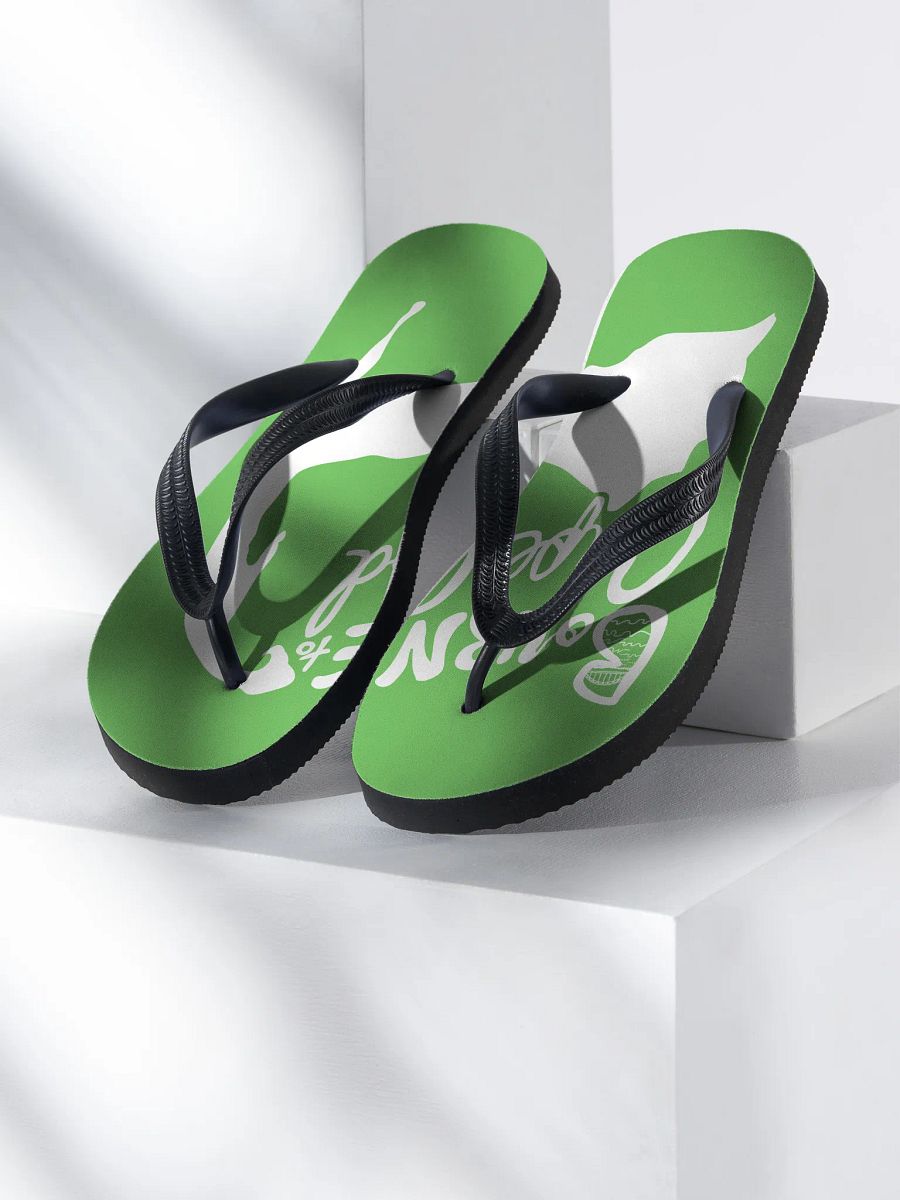 BOURNE to Flip Flop™ | Cape Cod Vibes for Your Soles | Logo Spread Sandals | White Logo on Mantis Green product image (1)