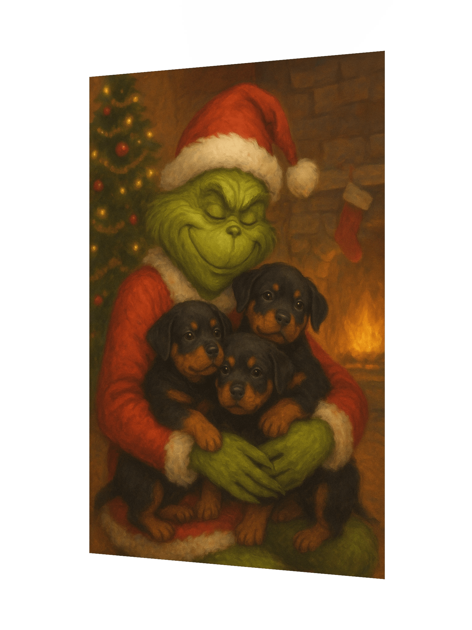 Grinch hugging Rottweiler puppies Poster product image (9)
