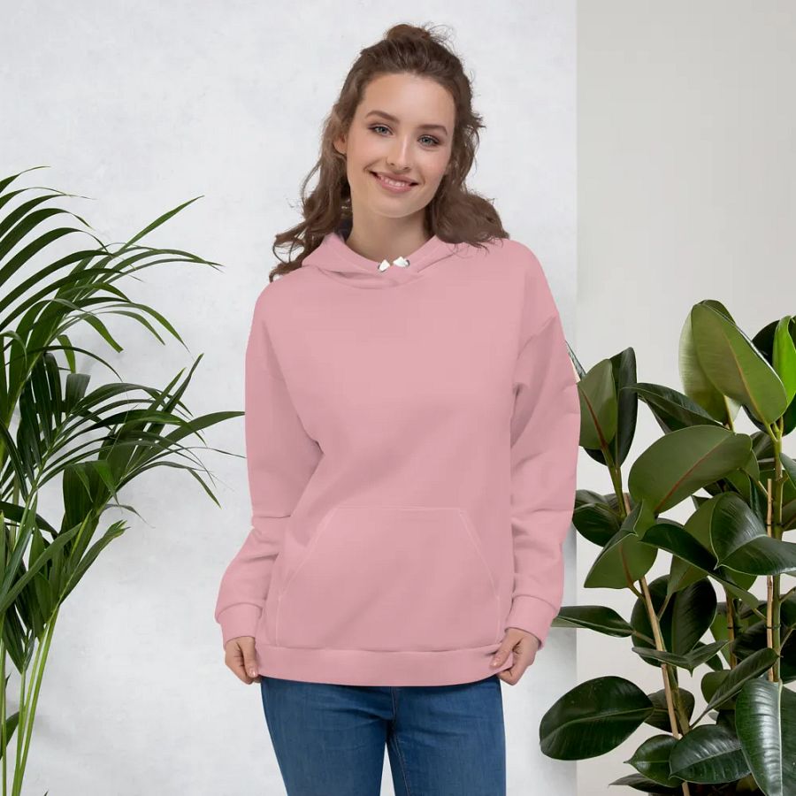 Plain Dusty Light Pink Soft Summer Unisex Recycled Polyester Heavyweight Premium Hoodie by Treasure Pie product image (6)