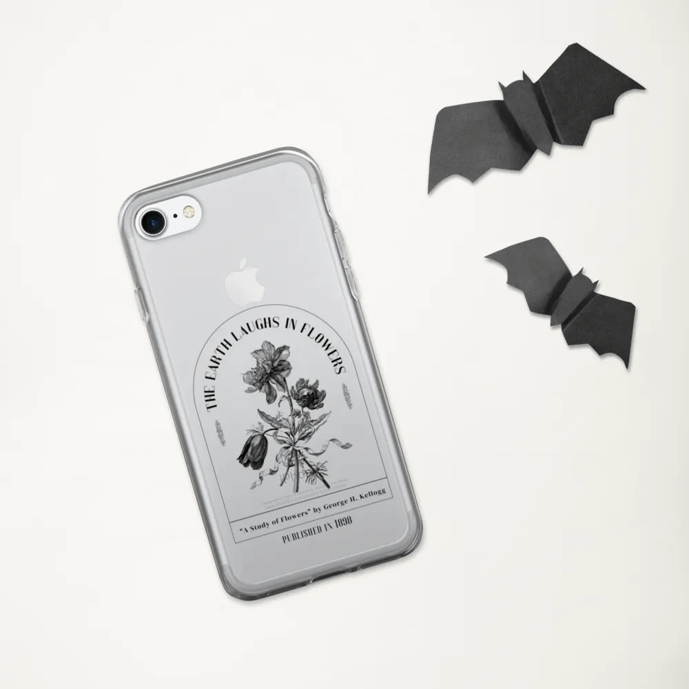 Clear iPhone Case – 'The Earth Laughs in Flowers' Book Quote Design for Reading Lovers product image (7)
