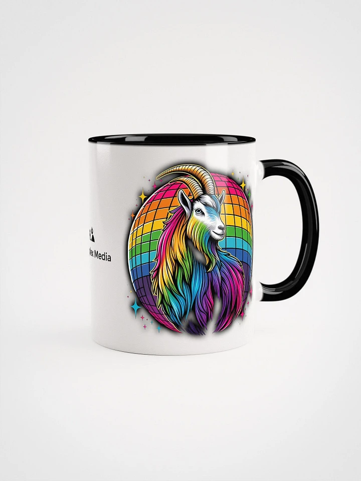 Rainbow Disco Goats Mug - Colored Handle product image (1)
