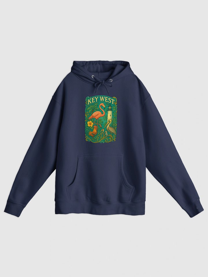 Key West Tropical Hoodie with Flamingo, Pelican, Rooster, Lighthouse, and Hibiscus product image (2)