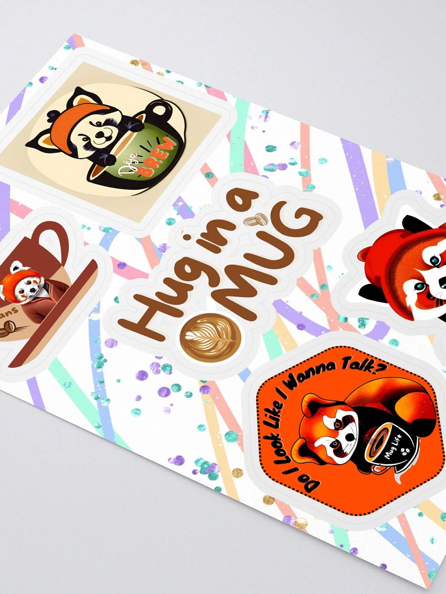Funny Sarcastic Red Panda Coffee 5 Piece Sticker Sheet product image (3)