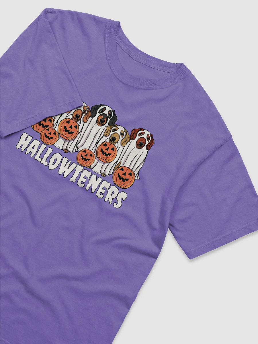 Trick or Treat Funny Halloween Dachshund Dogs T-Shirt | Funny Wieners/Doxies Wearing Ghost Costumes and Holding Pumpkin Baskets product image (29)