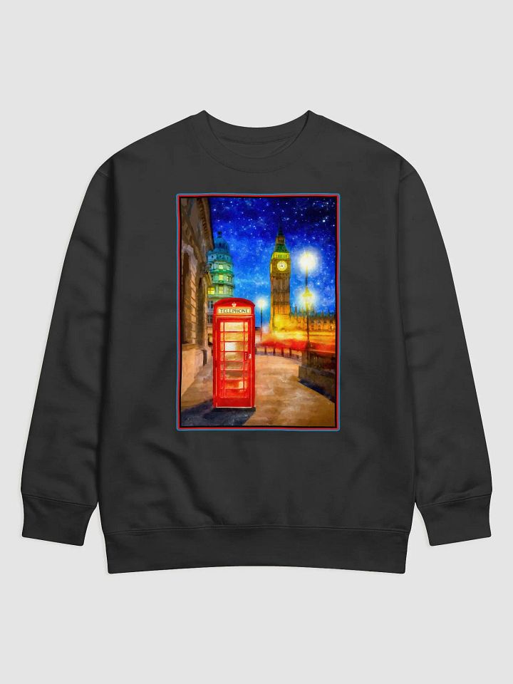 London Phone Box Art – Big Ben At Night Sweatshirt product image (1)