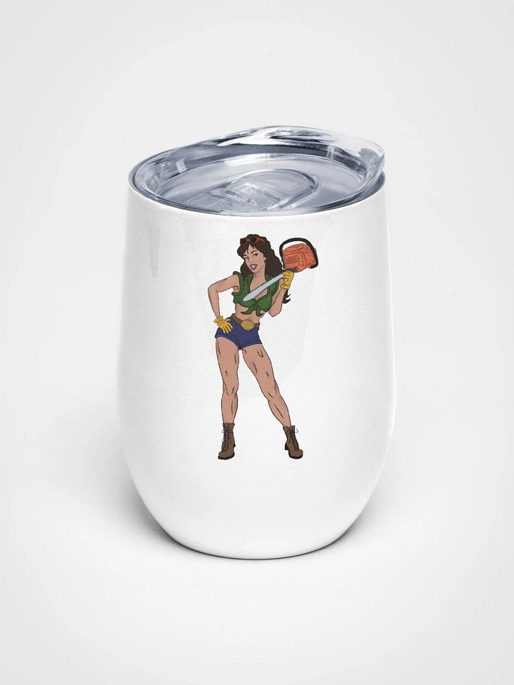 Brunette Chainsaw Betty Pinup Wine Tumbler product image (1)