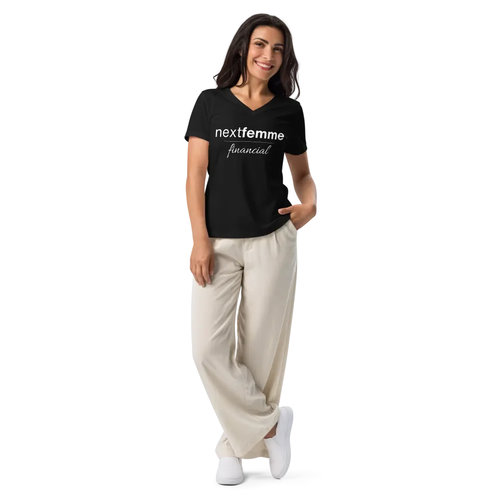 Relaxed V-Neck Tee with White Logotype product image (3)