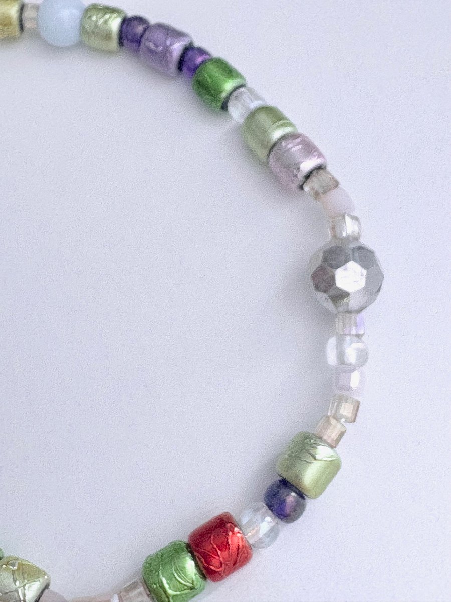Iridescent Glow | Pearlescent & Mirrored Beaded Bracelet | Handmade 7.5" Stretch Bracelet | Coastal Charm Jewelry by Monique Faella Designs™ | MFD-00056 product image (2)