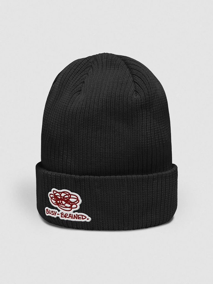 BUSY-BRAINED (maroon bubble design) embroidered organic beanie product image (2)