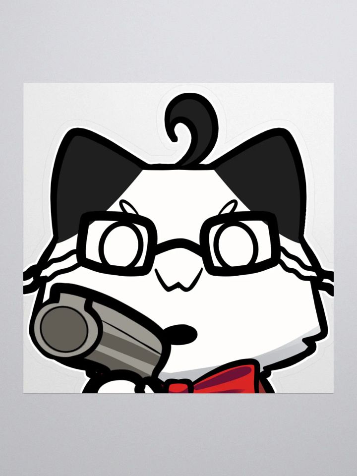 JPAG_Grey cat Gun emote sticker product image (1)
