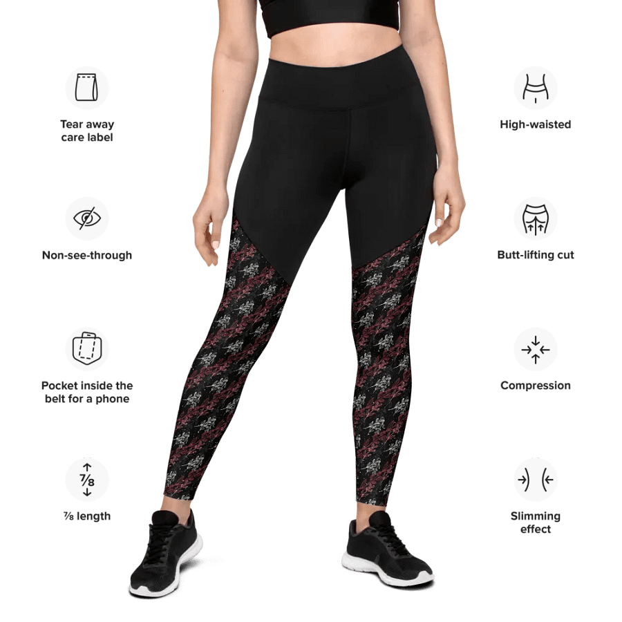 Black All-Over Print Sports Leggings product image (9)