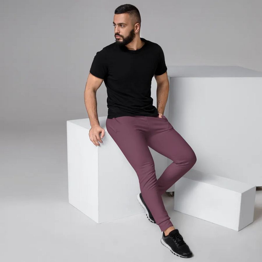 Plain Deep Purplish Red Soft Summer Recycled Polyester Premium Men's Joggers by Treasure Pie product image (3)